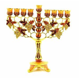 Ciel Collectibles Decorative Enamel Menorah Decorated with Swarovski Crystals
